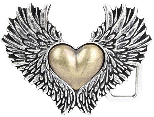 BELTINGER Gürtelschnalle Flying Heart 4,0 cm | Buckle Wechselschließe Gürtelschließe 40mm Massiv | Wechselgürtel bis 4cm | bicolor s/g