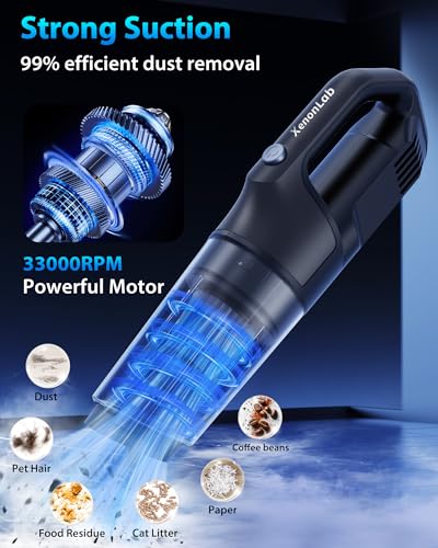 Image of Handheld Vacuum Cordless 1.1 Pounds Car Vac 10000PA Hand Held Vacuums 4-in-1 Hand Vac Cordless Rechargeable HEPA Filter Large Capacity Dust Cup for Car Office Home Pets Hair (Gray)