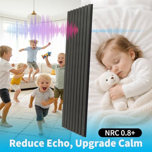 Image of Art3d 94.5 x 12.8 in Soundproof Wood Textured Wall Panel, 4-Pack, Blackwood