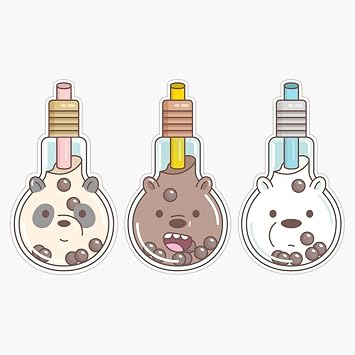 The Bear Bubble Tea, We Bare Bears Fan Art Vinyl Decal Bumper Sticker 5"