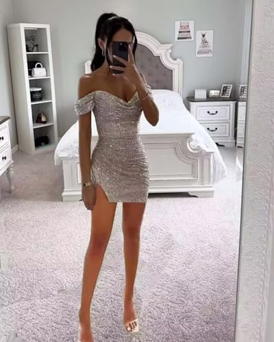 Cadoly Tight Short Homecoming Dresses for Teens 2025 Modest Sparkly Sequin Bodycon Mini Cocktail Party Dresses4
