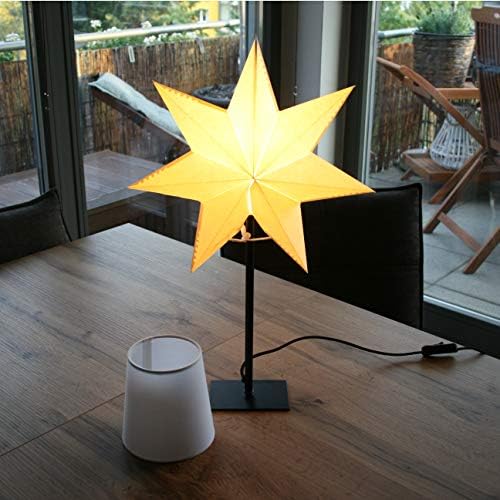 Weihnachtsleuchter mit Stern Wechselschirm, Combi Pack weiß, klein | Weihnachtsstern, Adventsstern, Standleuchte, Metallfuß schwarz