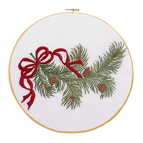 Embroidery Starter Kit,Full Range of Christmas Embroidery Kit with Pattern Cross Stitch Tool Kit for Beginners,Multi-Pattern (D)