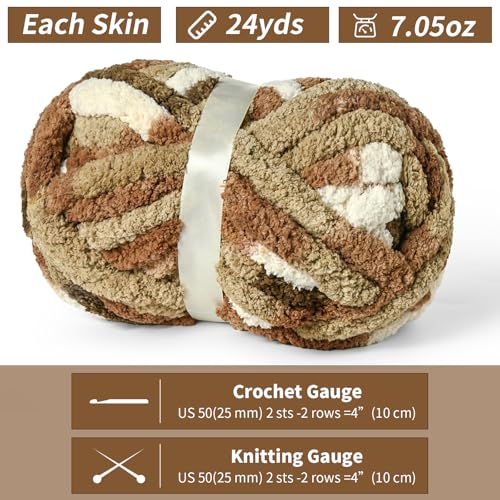 Image of 10 Pack Jumbo Chunky Yarn for Hand Knitting, Fluffy Chunky Chenille Yarn for Crocheting, Variegated Chunky Knit Baby Blanket Yarn, 240 yds /70.5 oz Super Bulky Yarn (Cappuccino)