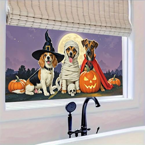 Vinilo decorativo Halloween perros 39.37x17.7 pulgadas miniatura 5