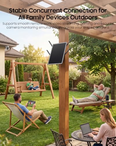 Image of Solar Powered Outdoor WiFi Extender, 300Mbps 2.4GHz Wireless WiFi Repeater with 26000mAh Battery, 15W Solar Panel, IP65 Waterproof WiFi Repeater for Garden, Yard, Farm & Ranch