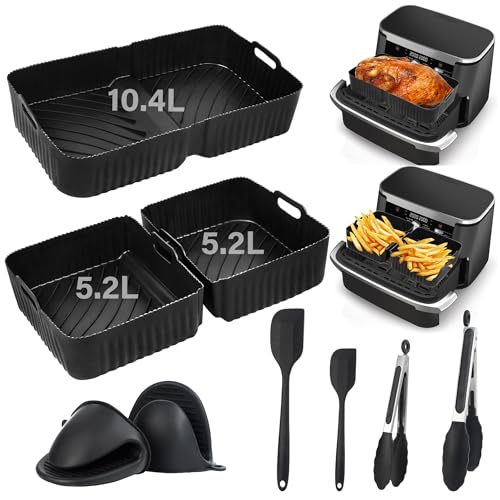 SdreMelo Airfryer Silikonform Heißluftfritteuse Zubehör für Ninja Foodi AF500EU Air Fryer Zubehör 9 Stück Silikonform für Heißluftfritteuse Ninja AF500EU AF500DE AF500EUCP 10.4LCosori TwinFry XXL 10L