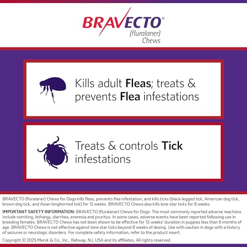 BRAVECTO Chew for Dogs, Flea & Tick, 1 Chew, 12 Week Supply, 4.4-9.9 lbs., Yellow Box