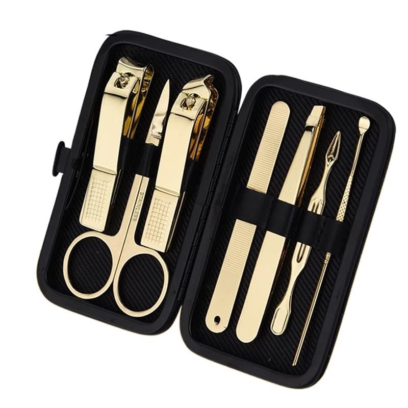 Coupe-ongles en acier inoxydable plaqué or et ciseaux manucure de voyage