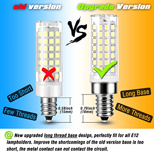 Alide E12 75 Watt Replacement Led Candelabra Bulbs C7,6000K Daylight Bright Cool White,800Lm T6 7.5W Led E12 Chandelier Light Bulbs For Ceiling Fan Pendant Lighting,Non-Dimmable,6 Pack #TOP1