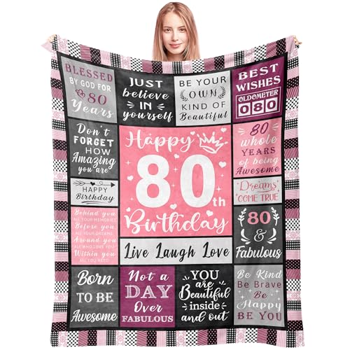 Spwasplo 80th Birthday Gifts&Decorations for Women Grandma Mom Friends -