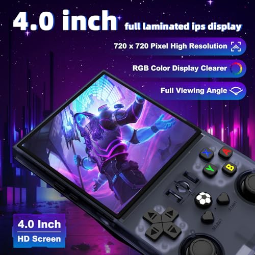 Image of R36MAX Retro Handheld Game Console, Retro Gaming Console with 64G Built-in 18000+ Classic Games, 4.0 Inch 720x720 IPS Screen, Portable Handheld Linux System, 4000mAh Battery (Gary)