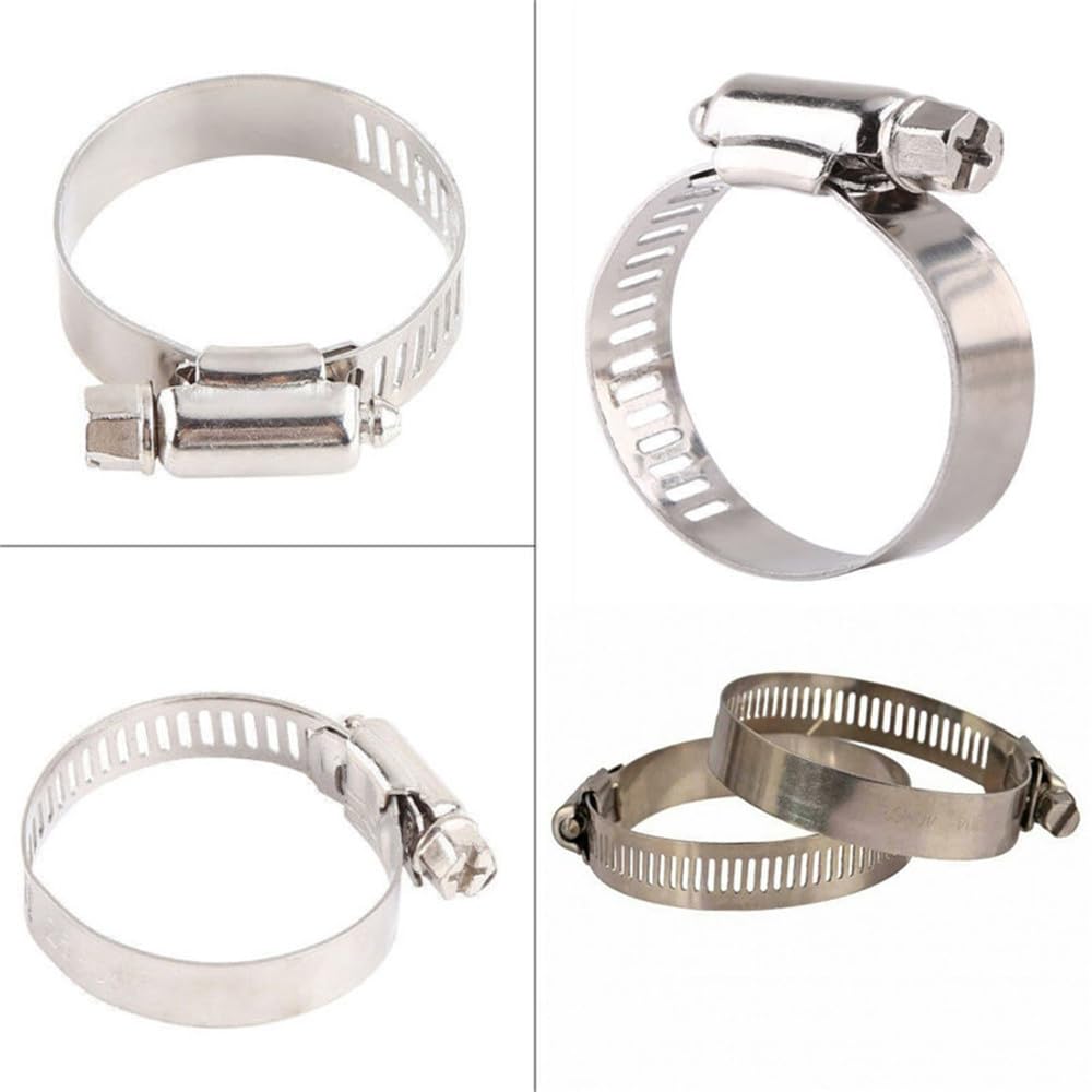 Abrazaderas de manguera resistentes de 3/8" a 5/8" - Abrazaderas de tornillo sin fin ajustables de acero inoxidable 304 para vehículos y jardines, 27,1 mm
