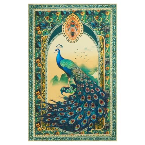 Tapete decorativo 4x6 peacock verde interior lavable miniatura 4