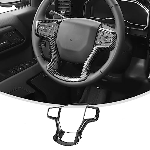 Linskip Steering Wheel Trim Compatible with 2021-2025 Chevy Silverado 1500 & 2021-2024 Suburban/Tahoe, Steering Wheel Cover, Interior Accessories(Carbon Fiber Black)