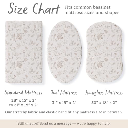 Image of Baby Bassinet Sheets for Boy, Girl (Magic Forest) 2-Pack - Fitted Bedside Bassinet Sheets - Buttery Soft Cotton Blend for Standard Mattress Pad - Compatible with Halo BassiNest