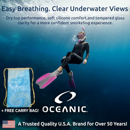 Oceanic Snorkel Set Adulto, Máscara de Doble Lente, Snorkel con Cierre Seco, y Kit de Aletas miniatura 2