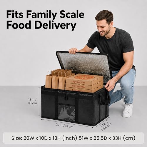 Image of NZ home Insulated Bags for Food Delivery (2XL PRO) Grocery Shopping Cooler Bag, Pizza Delivery, Hot & Cold Catering Tote, Reusable, Foldable & Heavy Duty (Orange)