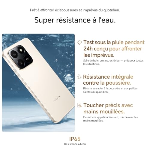 HONOR 400 Smart 4G Smartphone Dual SIM NFC Android 15 6+ 108MP +2MP avec Bouton AI Téléphone 6500mAh Batterie Double Cellule 5 étoiles SGS&IP65 6.77 Pouces 120 Hzécran Confort Desert Gold - vue 8