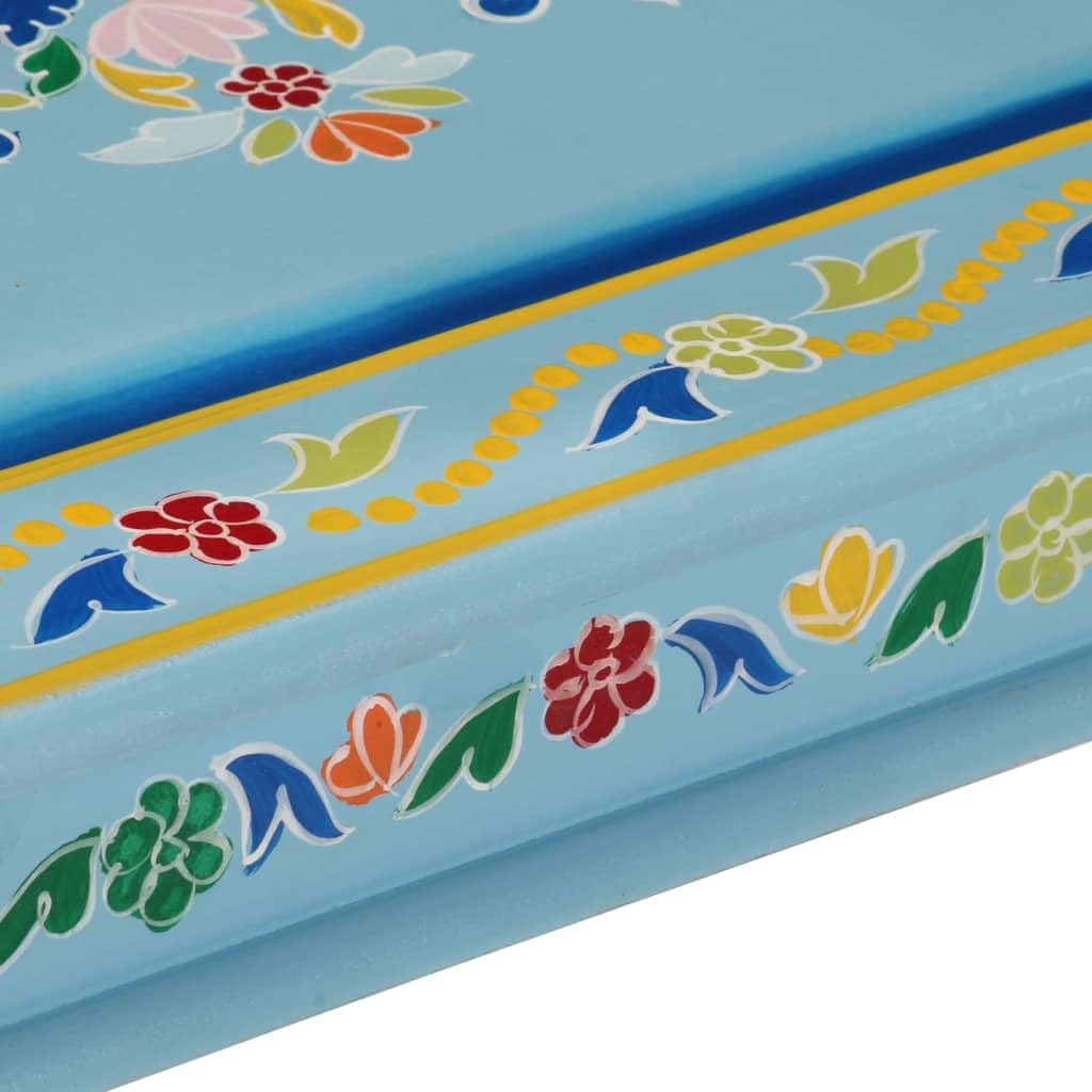 vidaXL Mesa de Centro Madera Maciza de Mango Turquesa Pintada a Mano, Mesa Auxiliar, Mesa de café de Madera, Mesa de Centro, Mesa de sofá