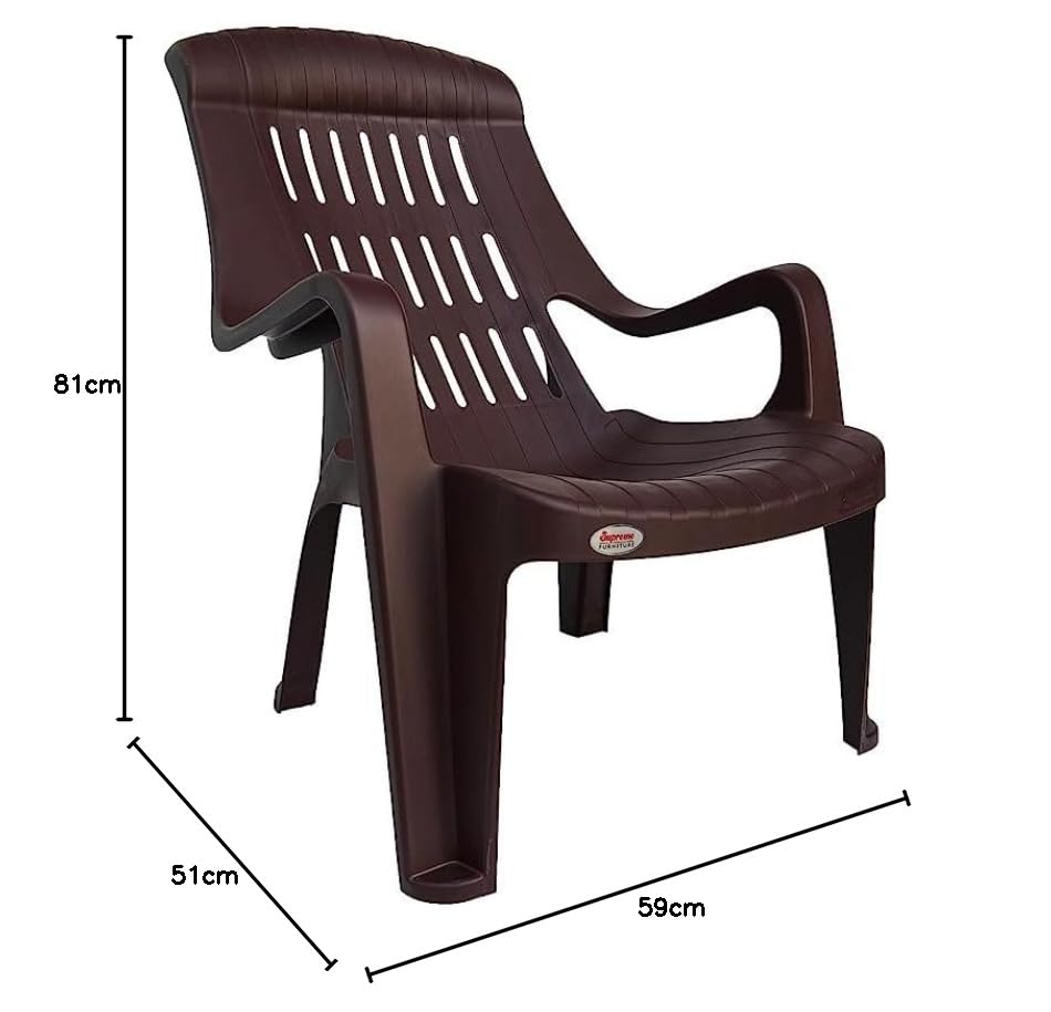 Image of SkyGlamour Supreme Comfy Relax Plastic Arm Chair | Comfort Plastic Chair for Living Room, Garden, Home, Indoor and Outdoor Use | Plastic Chair Set of 2 |Color: Globus Brown; Set of 2 Chairs