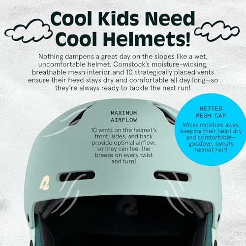 Image of Comstock Kids Ski & Snowboard Helmet with ABS Shell, EPS Impact Protection & 10 Cooling Vents - Adjustable Winter Sports Gear, Goggle Clip