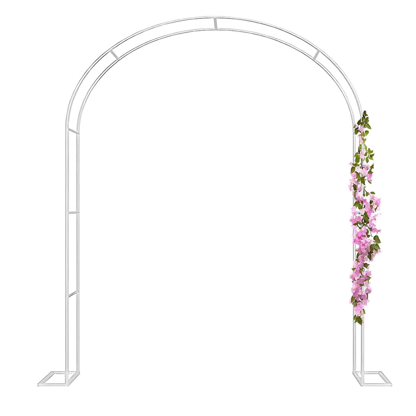 Arco da giardino bianco con struttura in metallo, resistente alle intemperie, pergolato in acciaio, per piante rampicanti, per esterni, arco di rose e decorazione per cerimonie nuziali (W350 x H200 cm