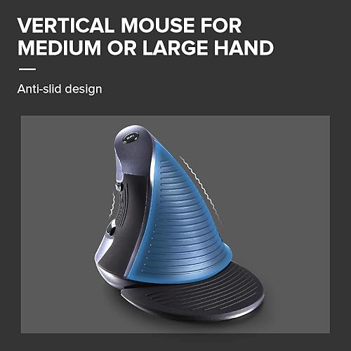 Miniatura 4 de DeLUX Mouse vertical con cable, mouse ergonómico para computadora con 6 botones programables, 4200 DPI, reposamanos extraíble y para túnel carpiano