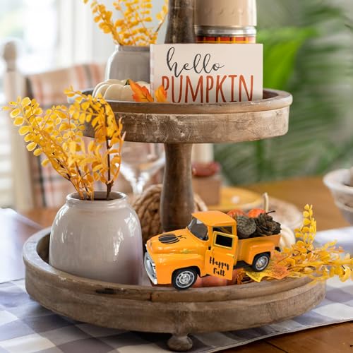 Herbst Thanksgiving Deko, Vintage Metall Truck mit Künstlichen Tannenzapfen, Kastanien, Ahornblatt, Kürbis für Herbst und Winter, Erntedankfest Deko für Küche Party Streudeko Weihnachten Tischdeko – Bild 5