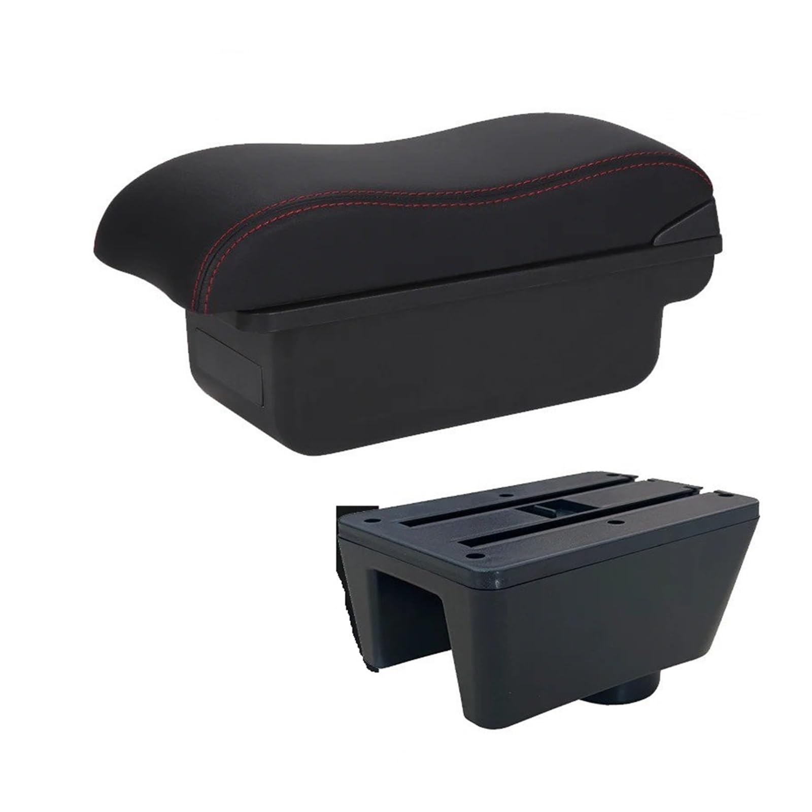 UMDJJU For Seat For Ibiza 6j 6L Armrest Box Car Auto Storage Retrofit Parts Interior Accessories Arm Car Centre Console Armrest Box(C1 Black red NO USB)