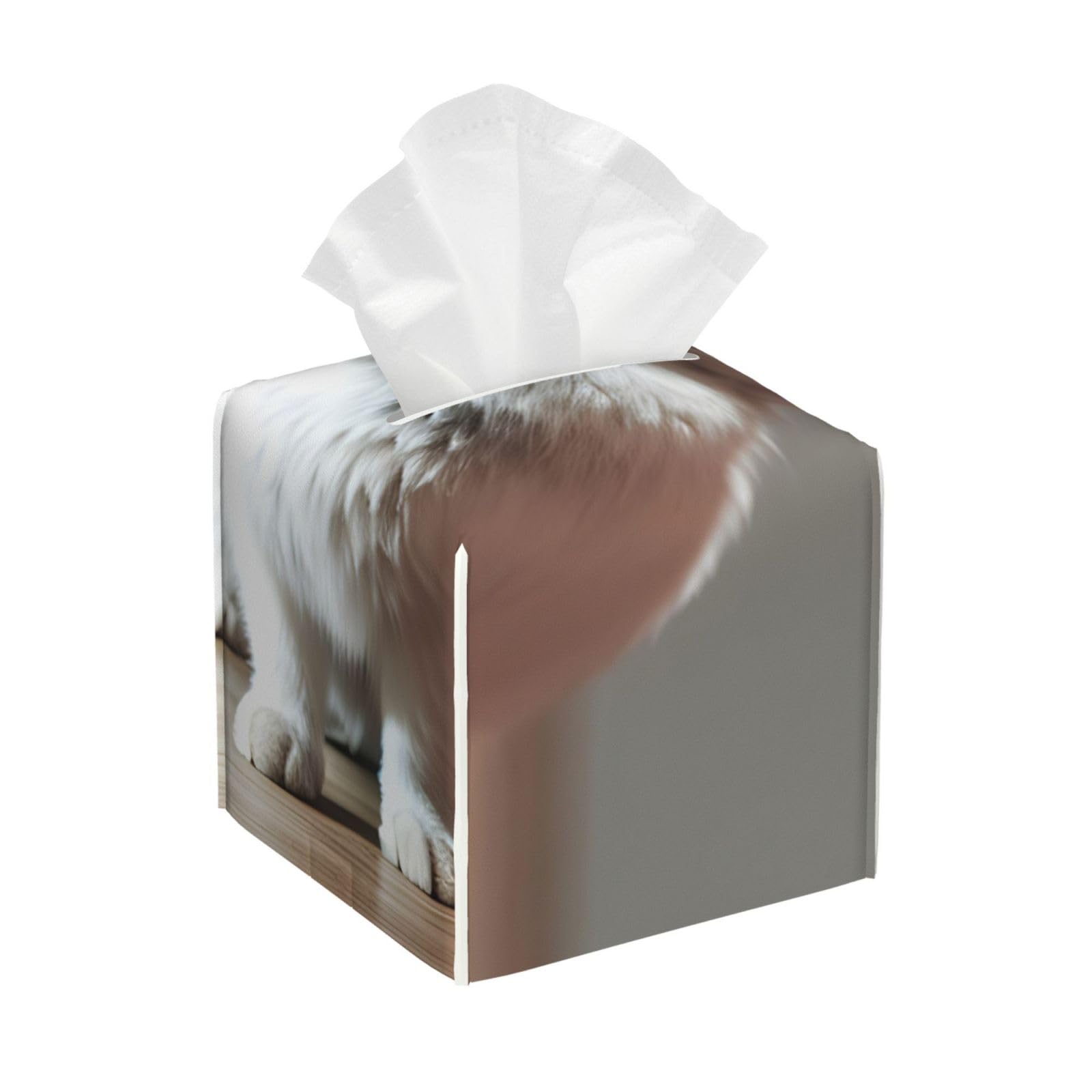 cry White Rabbit Leather Tissue Box Cover â€ Concealing Tissue Holder for Toilet, Living Room, Table Desk, Office, Car