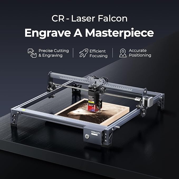 Image of Creality Laser Engraver, 5W Laser Cutter with 0.06mm Light Spot, High Accuracy 3D Engraving Machine, DIY CNC Machine for Wood and Metal, Acrylic, Leather, etc (Falcon 5W)