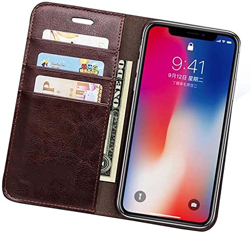 Étui pour Apple iPhone 13 GUMMMY Housse clapet cuir véritable antichoc marron 6.1"
