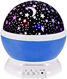 KD Star Master Projector, Night Light for Kids, 12 Color Changing Light Modes with USB Cable, 360°Rotating Moon Star, Desk Lamp for Bedroom, Sleepover Party Décor, Birthday Gift (Blue)