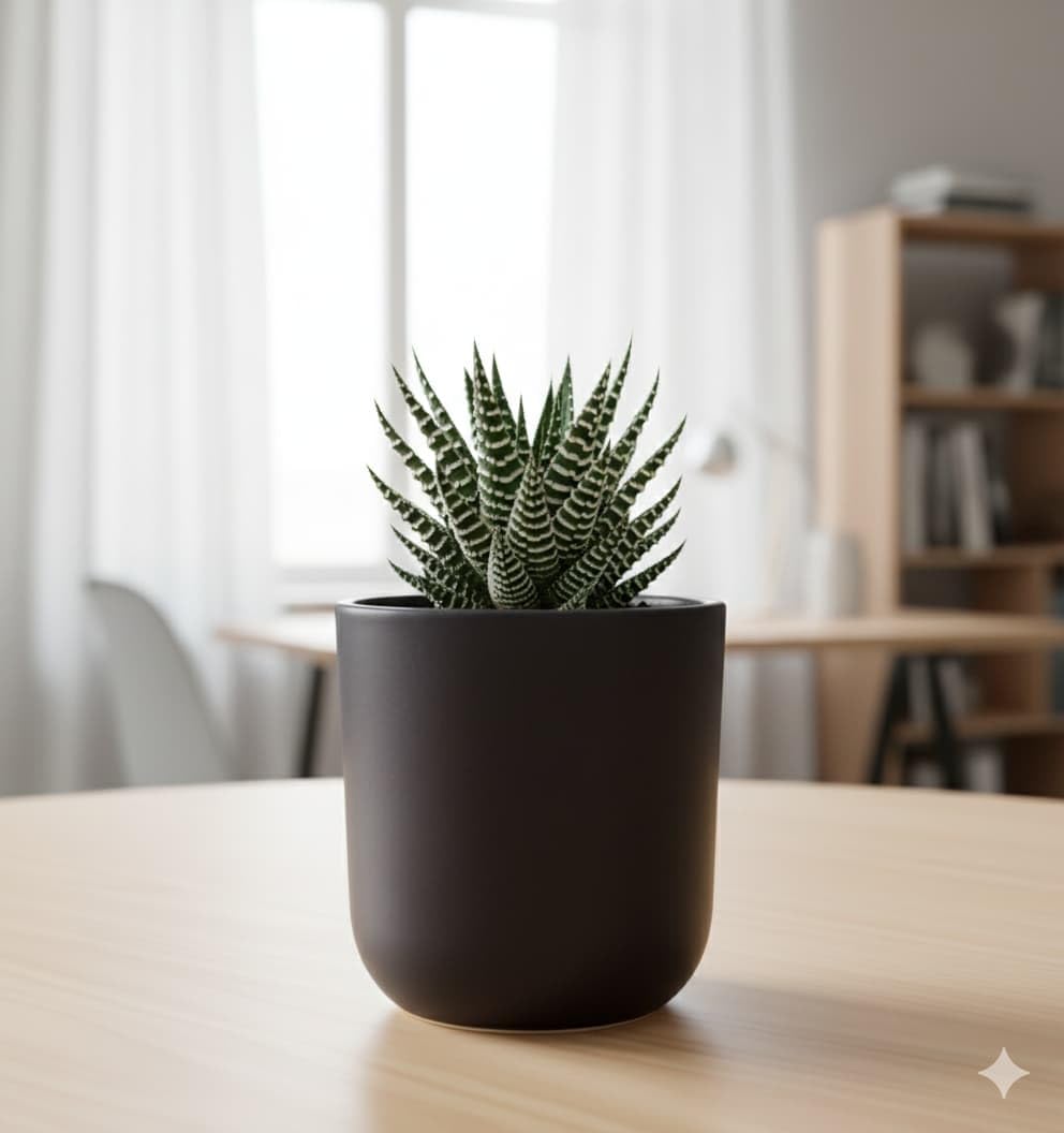 Ceramic Planter Vase, White, 5 Inches Wide x 5.25 Inches Tall, for Indoor Plants, Living Room, Office (Black)-image-32