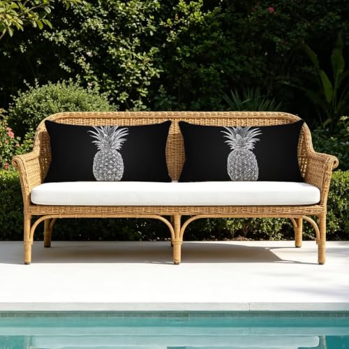 Housse coussin extérieur gris lin imperméable décoratif 50x80 - 6