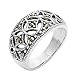 Imagen de Silverly Anillo Banda Ancha Marcasita Plata 925 Patrón Geométrico Medieval Calado