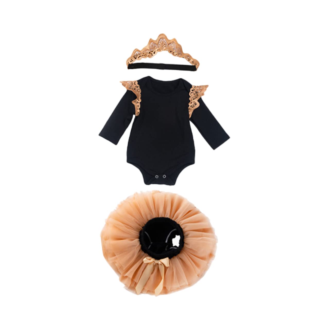 VANZACK Ha Dress Headband Suit for Baby Girls Newborn Long Sleeve Skirt Comfortable Cotton Black