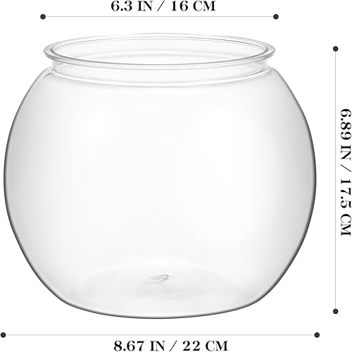 Miniatura 6 de POPETPOP pecera redonda transparente para decoración de oficina, cuencos para peces Betta Fish decoración de escritorio, cuenco redondo, terrarios,