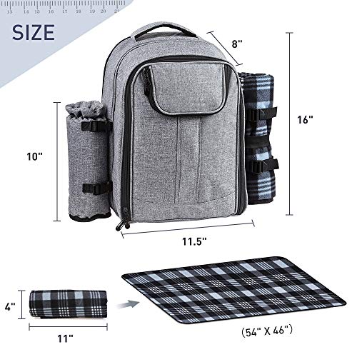 Forbidden Road Cooler Backpack Cooler Picnic Backpack With Blanket Soft, Cooler Compartment, Bottle Holder Waterproof Picnic Bag For Outdoor Hiking Backpacking Traveling Short Trip Workout Work (Gray) #TOP4