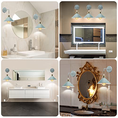 Image of KEWANNO Plug in Wall Sconces, 2PACK Wall Lamp with Plug in Cord, Plug in Wall Light Sconces, Sconces Wall Lighting Plugin, E26 Modern Wall Light Fixtures (Blue)