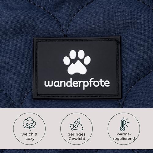 Wanderpfote Hundemantel – Steppjacke Hundejacke Stilvoll und Elegant – Hundemantel Wasserdicht – optimal für kleine und mittelgroße Hunde (Blau, M)