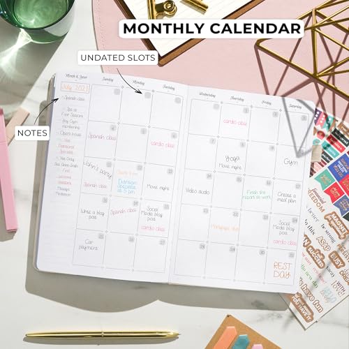 GoGirl Weekly Schedule Planner – Hourly Work & Life Planner with Time Slots – Vertical Agenda Organizer for Daily Productivity, A5 (Seashell)