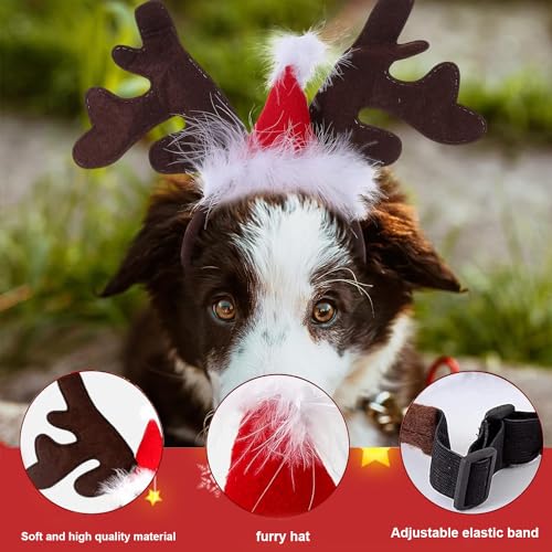 Weihnachten Haustier Stirnband Hund Katze Rentier Geweih Haarreif Für Haustier Hund Weihnachts-Kopfschmuck Für Hunde Für Weihnachts Geschenk Kostüm Outfit Für Hunde Katzen