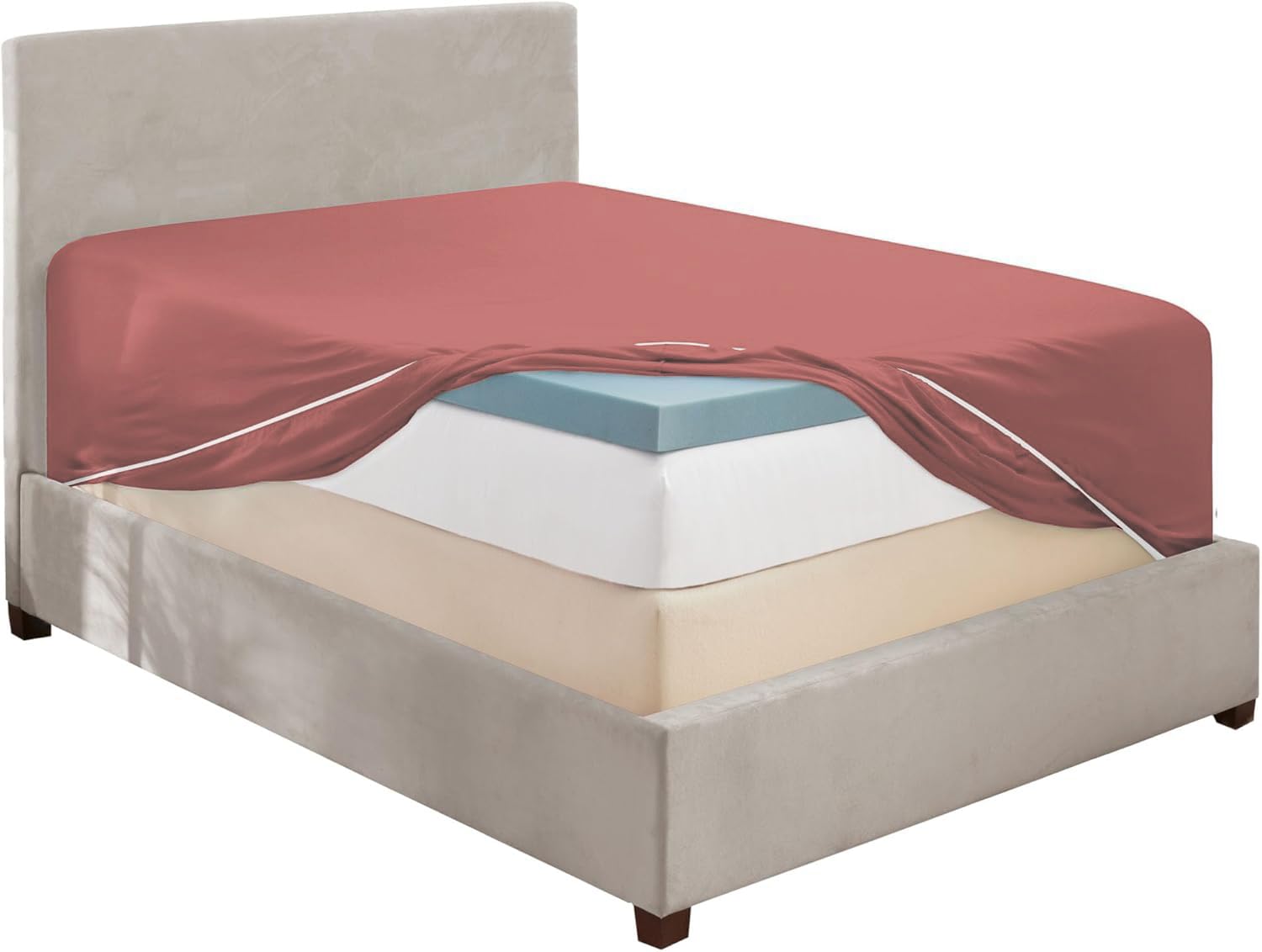 Hearth &amp; Harbor Extra Deep Pocket King Fitted Sheet, Pink Clay