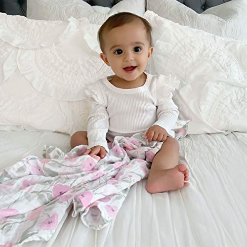 Image of aden + anais Swaddle Blanket, Boutique Muslin Blankets for Girls & Boys, Baby Receiving Swaddles, Ideal Newborn & Infant Swaddling Set, Perfect Shower Gifts, 4 Pack, Mon Fleur