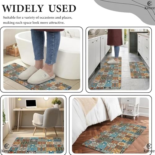 Image of VANZAVANZU KIMEE Premium Moroccan Kitchen Mat & Runner - 40x120 and 40x60cm Large Non-Slip Anti-Fatigue Rug & Washable Floor Mat for Kitchen Sink, Entrance & Hallway, Multi-Color Design