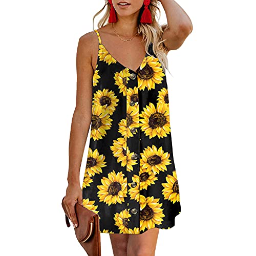 Beach Dresses for Women, Womens Dresses Solid Casual Summer Sleeveless V Neck Dress Loose Short Maxi Party Dress Tunic Tank Dress Summer Dresses for Women Beach