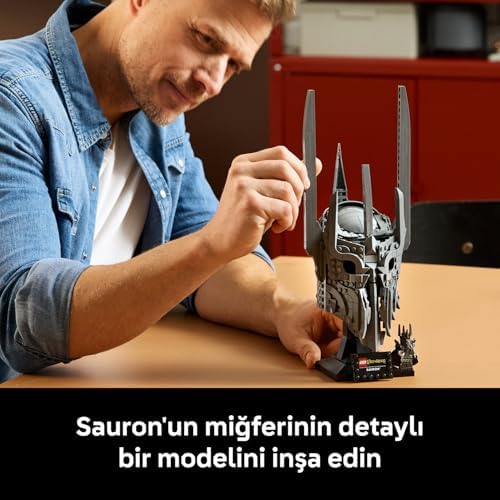 LEGO Icons Yüzüklerin Efendisi: Sauron'un Miğferi 11373 - Yetişkinler için Sauron Minifigürü ile İsim Levhalı Sergileme Standı İçeren Yaratıcı Dekoratif Model Yapım Seti, Hediye Fikri (538 Parça) - Görsel 6