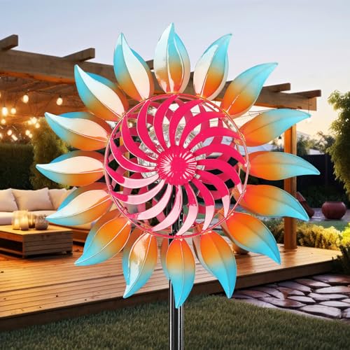 Mlknk DS-FC-1 Solar Wind Spinner-Wind Spinners For Yard And Garden Metal Yard Art Kinetic Wind Spinner 75 In cover